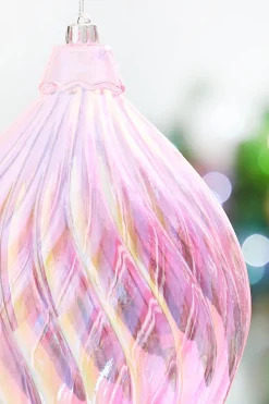 11" Pink Iridescent Drop Ornament