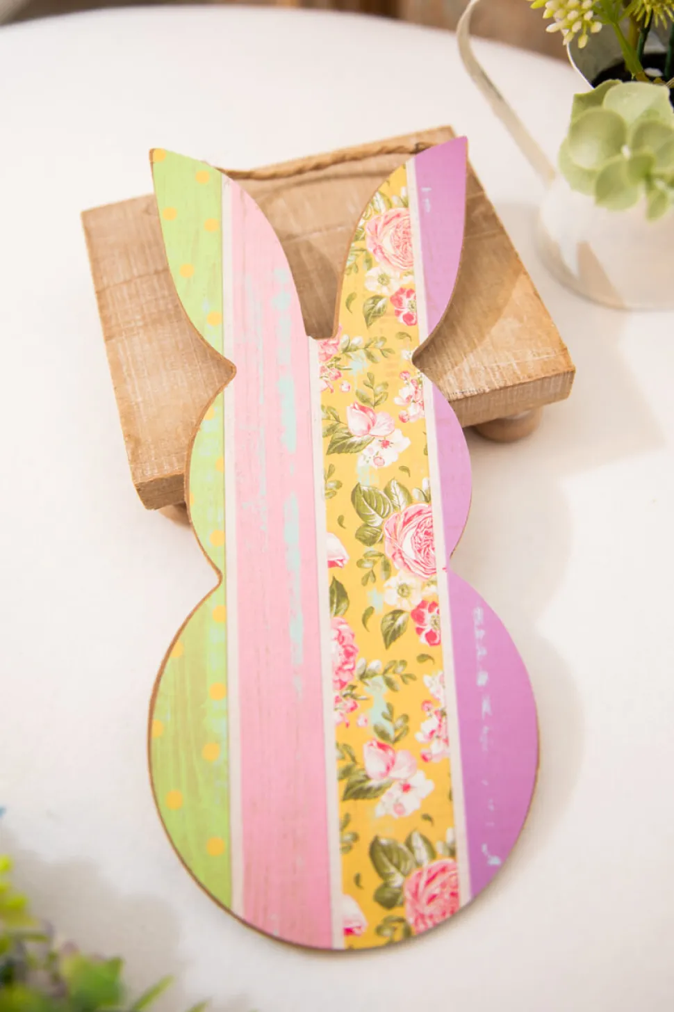 10" Pink/Lavender/Yellow/Green Pattern Rabbit