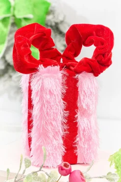 9" Pink & Red Furry Gift Box
