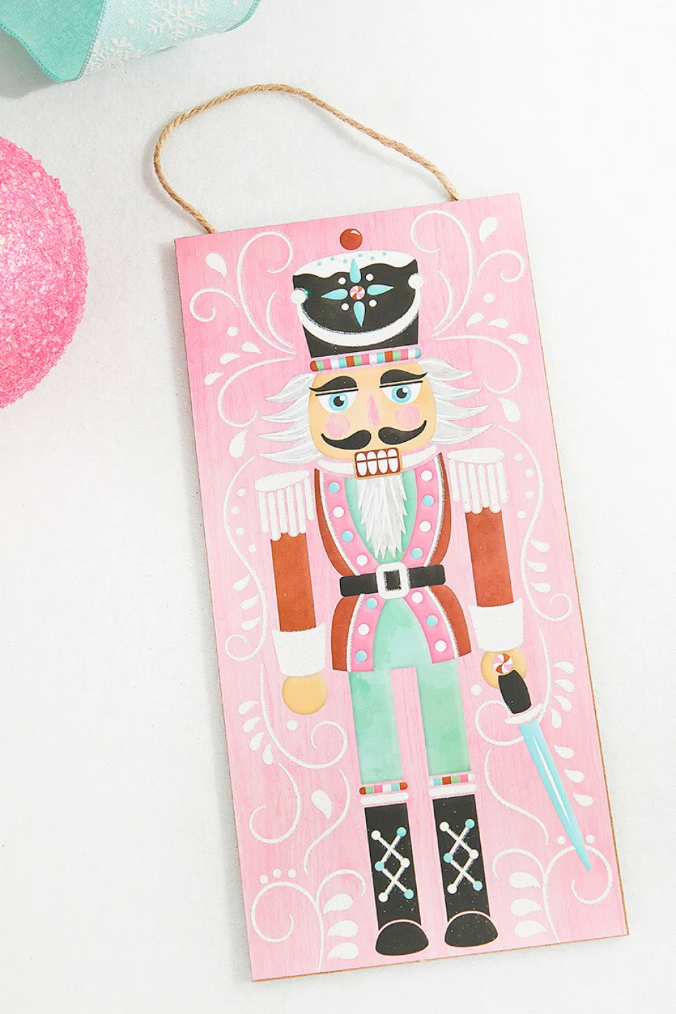 12" Pink Red White Black Glitter Nutcracker Sign
