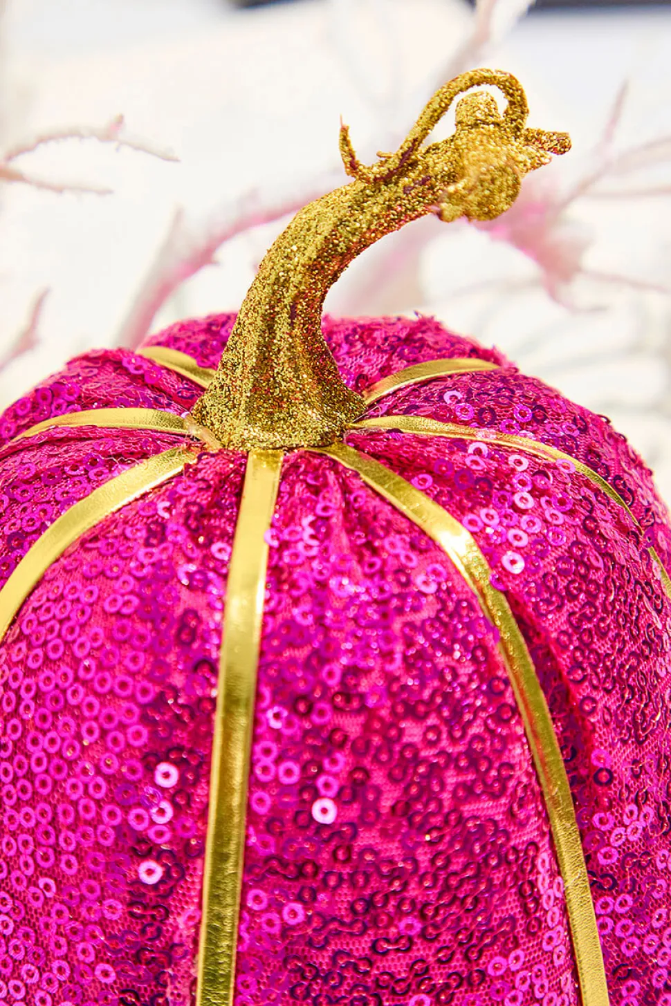 10" Pink Sequin Pumpkin