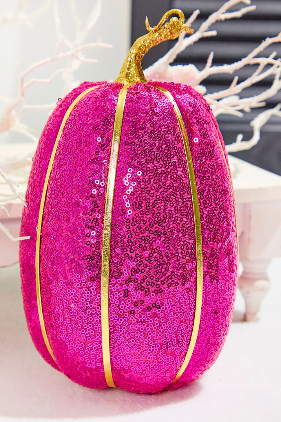 10" Pink Sequin Pumpkin