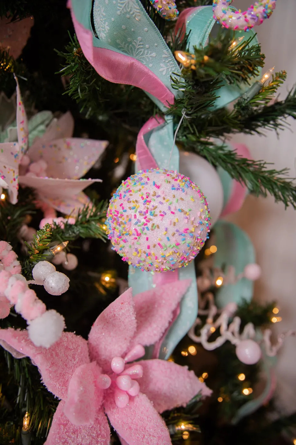 4” Pink Sprinkle Ball Ornament