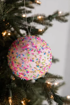 4” Pink Sprinkle Ball Ornament