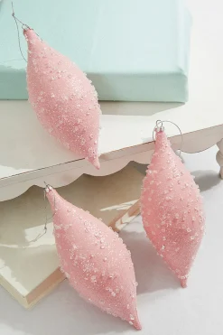 7" Pink Sugar Iced Finial Ornament