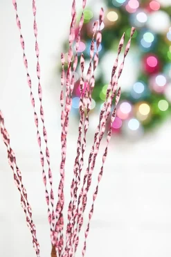32" Pink Twisted Grass Spray