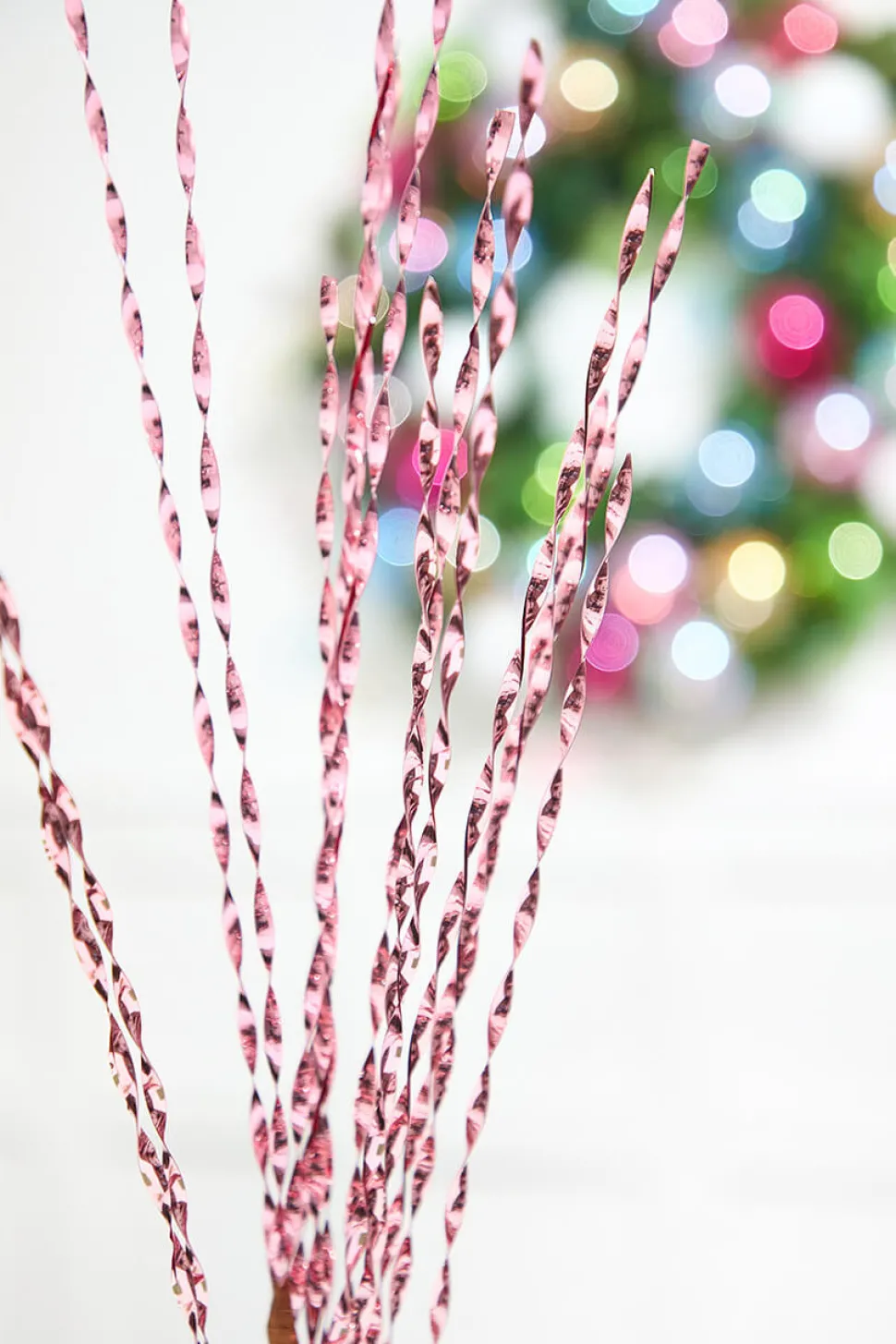 32" Pink Twisted Grass Spray