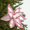 22" Pink & White Candy with Snowglitter Poinsettia Stem