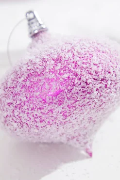 4" Pink White Frosted Onion Ornament