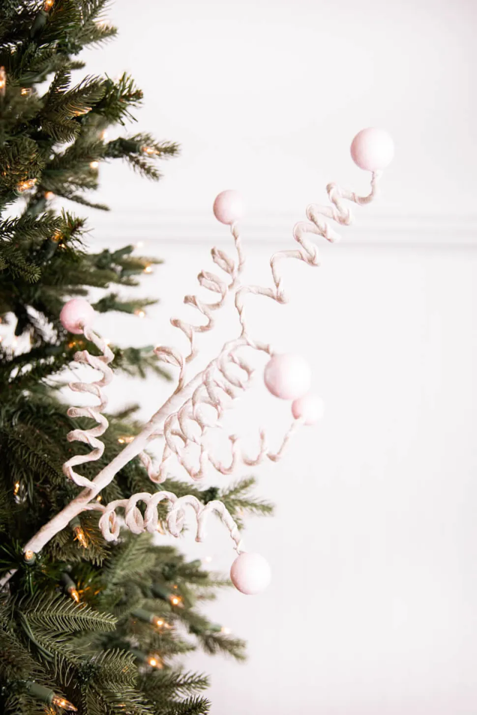 25” Pink & White Velvet Corkscrew Spray