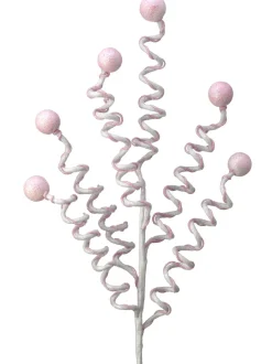 25” Pink & White Velvet Corkscrew Spray