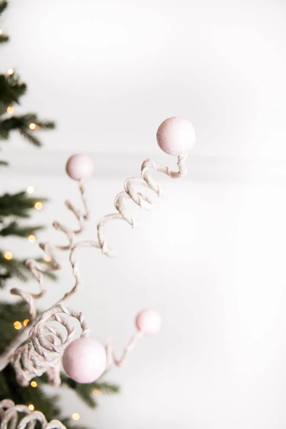 25” Pink & White Velvet Corkscrew Spray