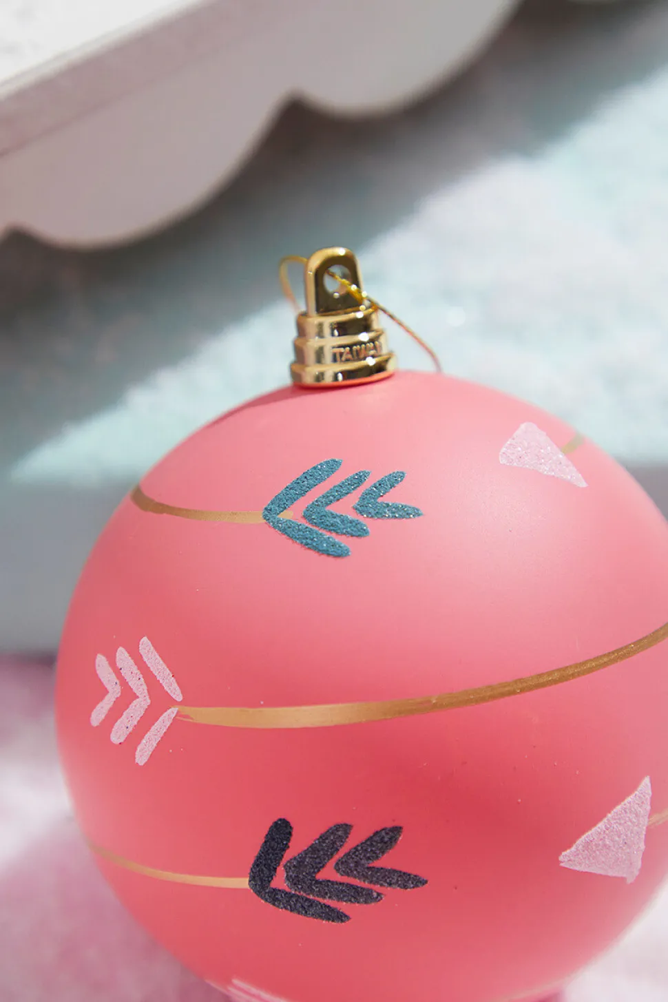 4" Pink With Arrows Ball Ornament