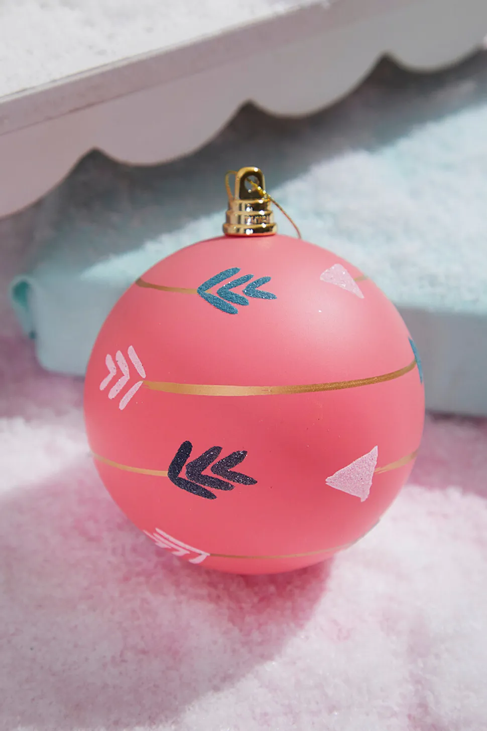 4" Pink With Arrows Ball Ornament
