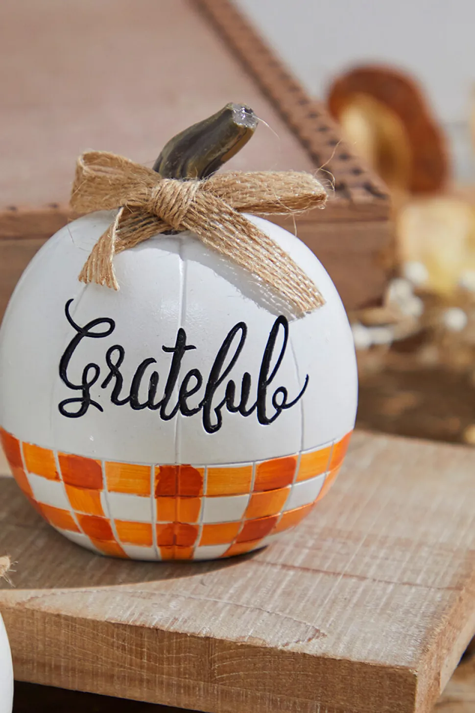 4" Plaid Harvest Pumpkin
