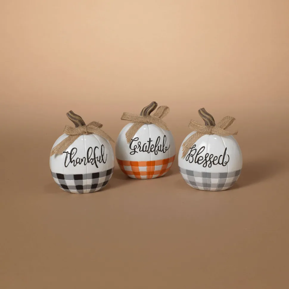 4" Plaid Harvest Pumpkin