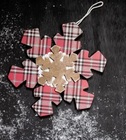 Plaid Snowflakes Christmas Ornaments