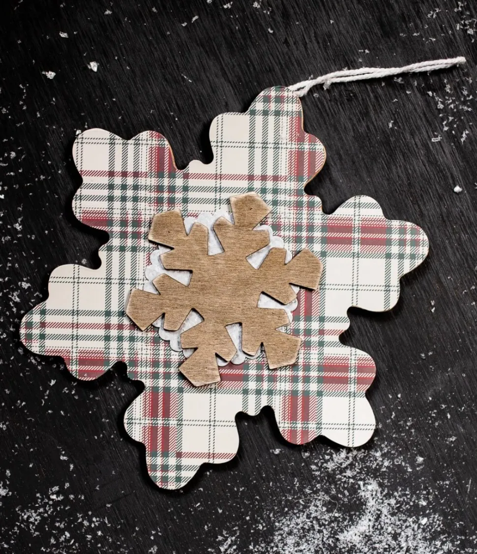 Plaid Snowflakes Christmas Ornaments