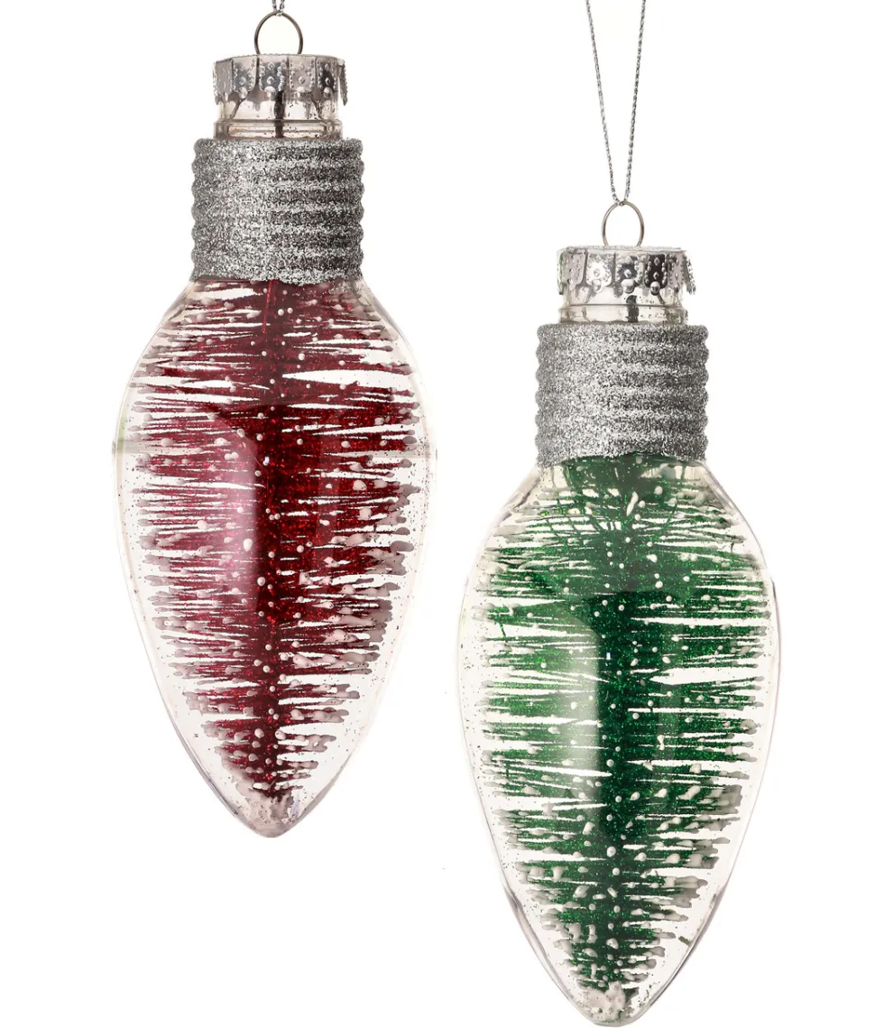 6.5"Plastic Clear Retro Light Bulb Ornament