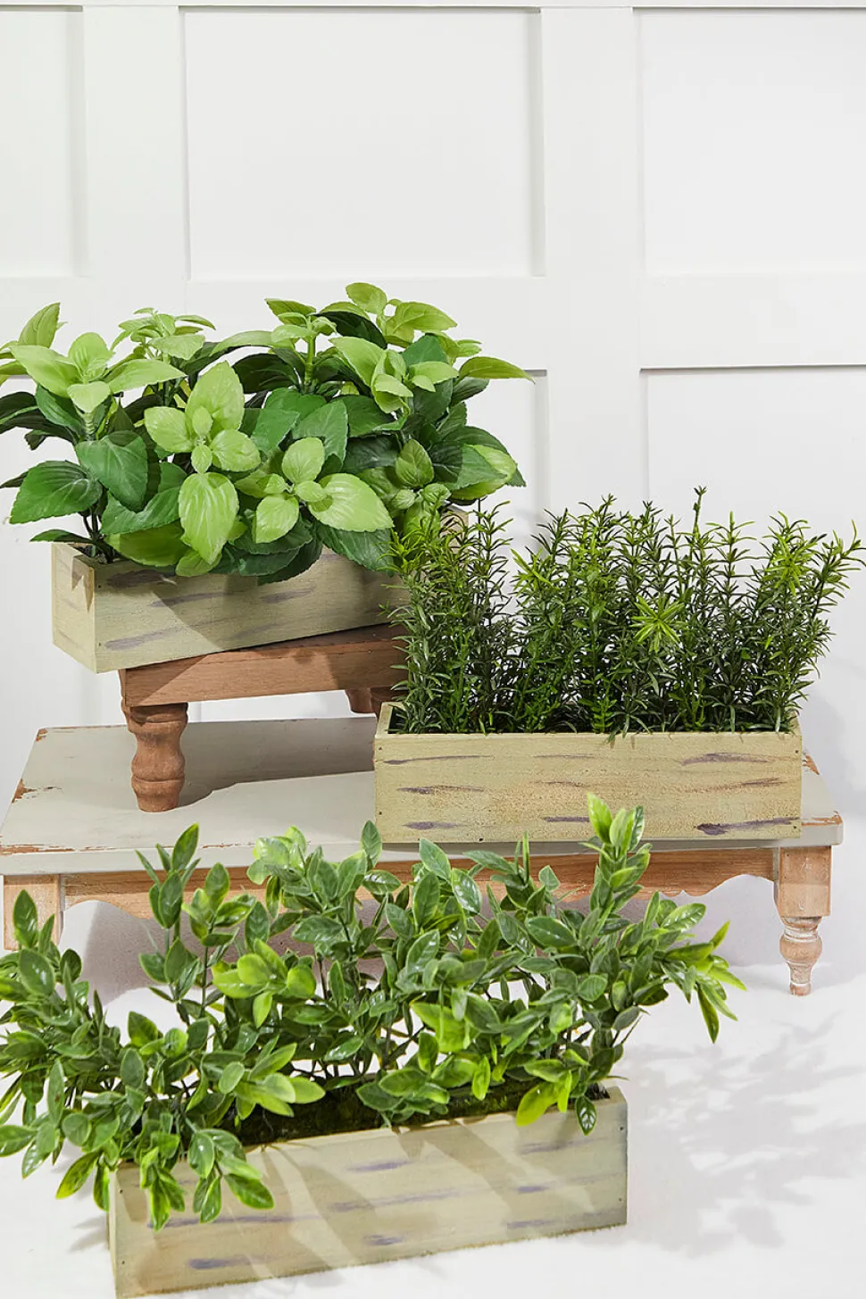 11" Plastic Herbs In Wooden Box