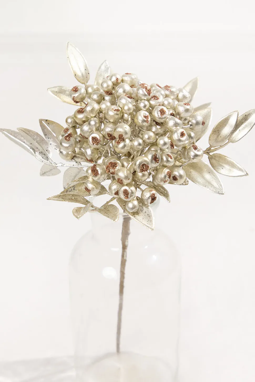 14" Platinum Berry Bunch Metallic Stem