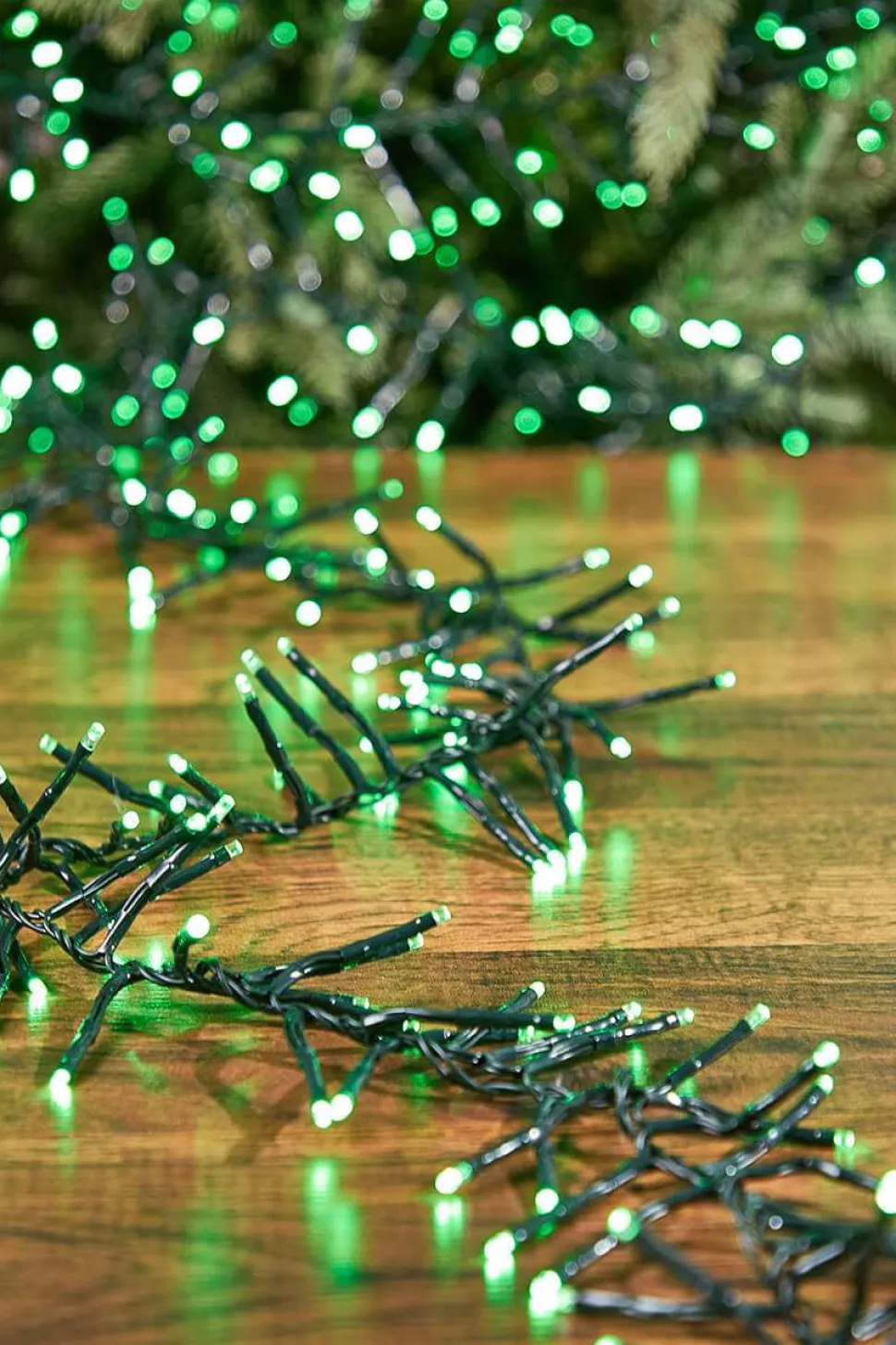 25' Platinum Elite Cluster Lights - 760L Green (Green Cord)