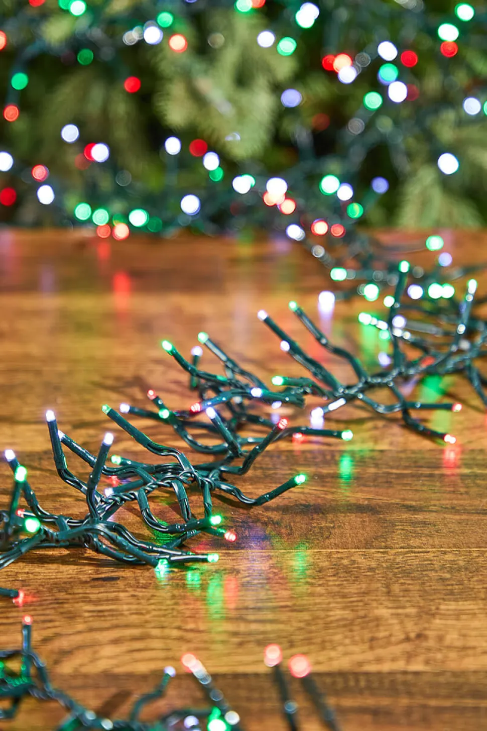 12.5' Platinum Elite Cluster Lights - 380L Cool White, Red & Green (Green Cord)