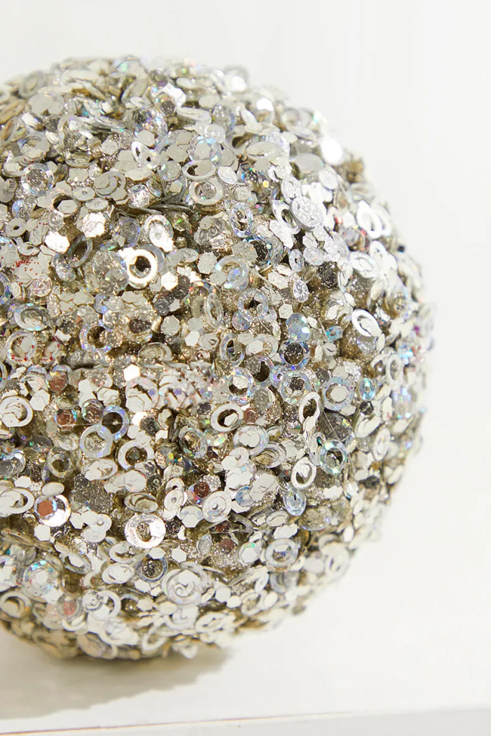 4.5" Platinum Glamour Sequin Ball Ornament
