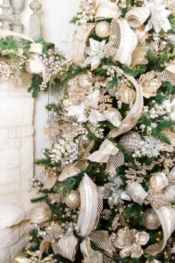 6” Platinum Glittered Net Ball Ornament