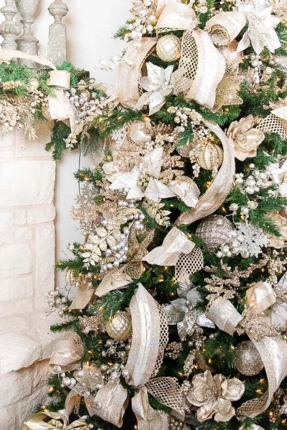6” Platinum Glittered Net Ball Ornament