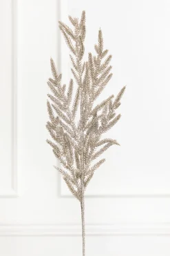 33" Platinum Glitter Fern Spray