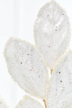 27" Platinum Glitter Leaf Spray