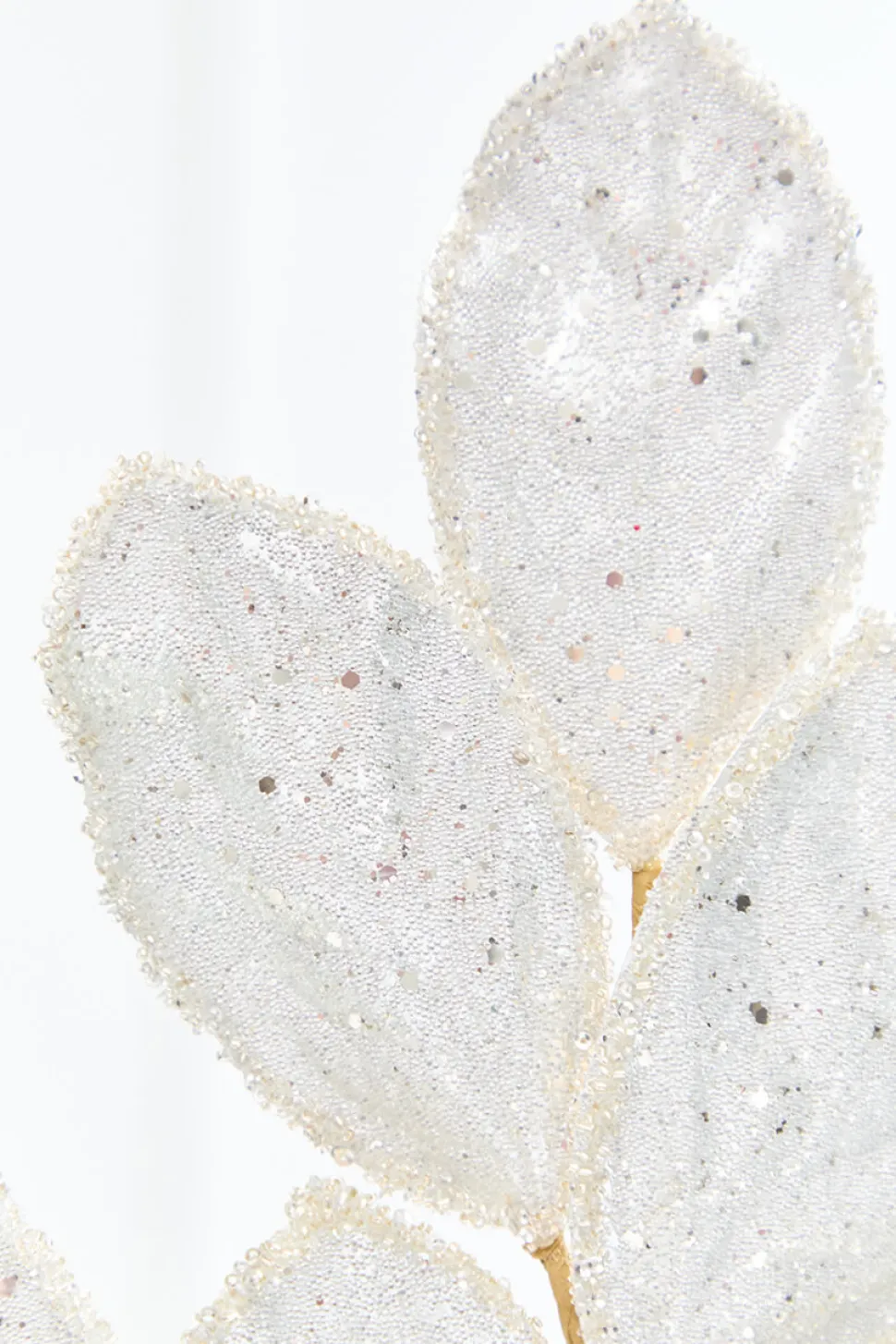 27" Platinum Glitter Leaf Spray