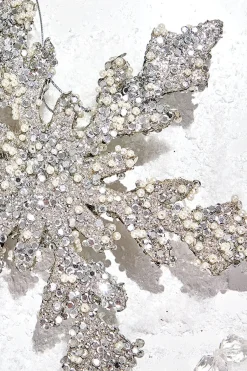 12" Platinum Sequin & Pearl Snowflake
