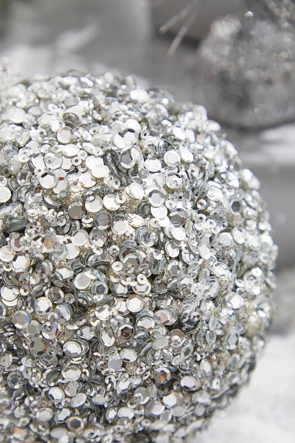 5” Platinum Sequins & Jewels Ball Ornament