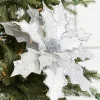 21" Platinum Velvet Sheer Sequin Poinsettia