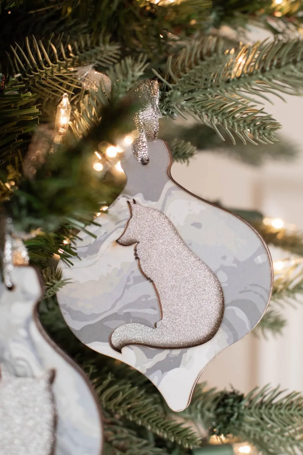 3” Plywood Silver Silhouette Animal Ornament