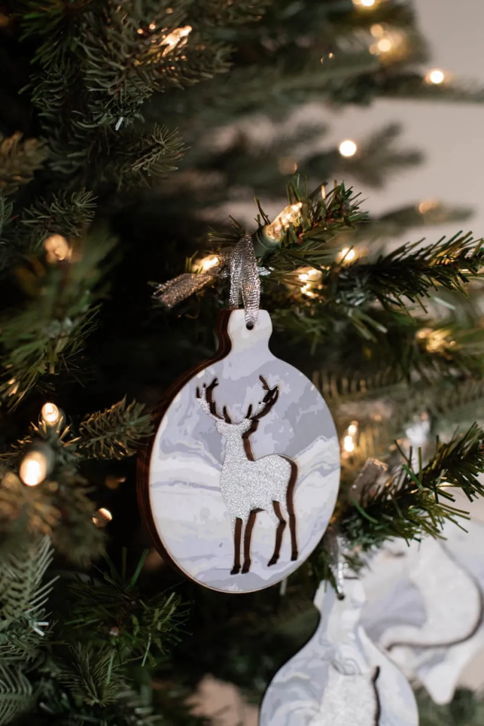 3” Plywood Silver Silhouette Animal Ornament