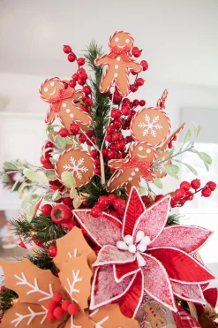 20” Pod Leaf Frosted Christmas Spray