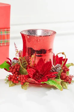 6" Poinsettia & Pine Centerpiece