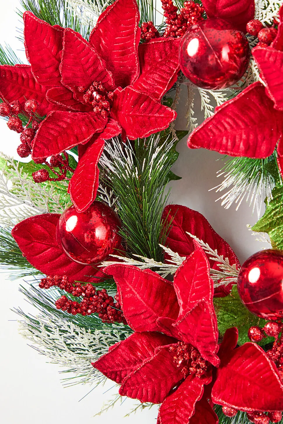 22” Poinsettia With Pine Wreath