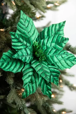 22” Pressed Poinsettia Stem - Green