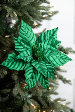 22” Pressed Poinsettia Stem - Green
