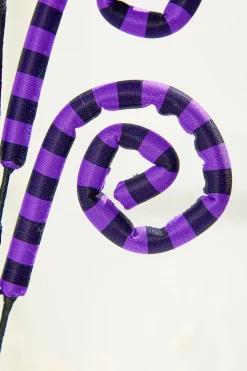26" Purple and Black Striped Curly Spray