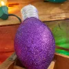 7" Purple Glitter Light Bulb Ornament