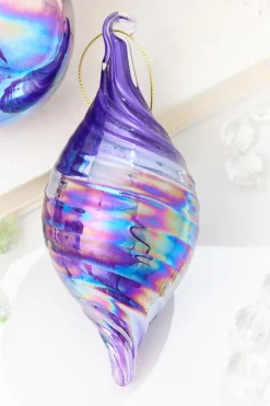 4" - 6" Purple Iridescent Blown Glass Ornament