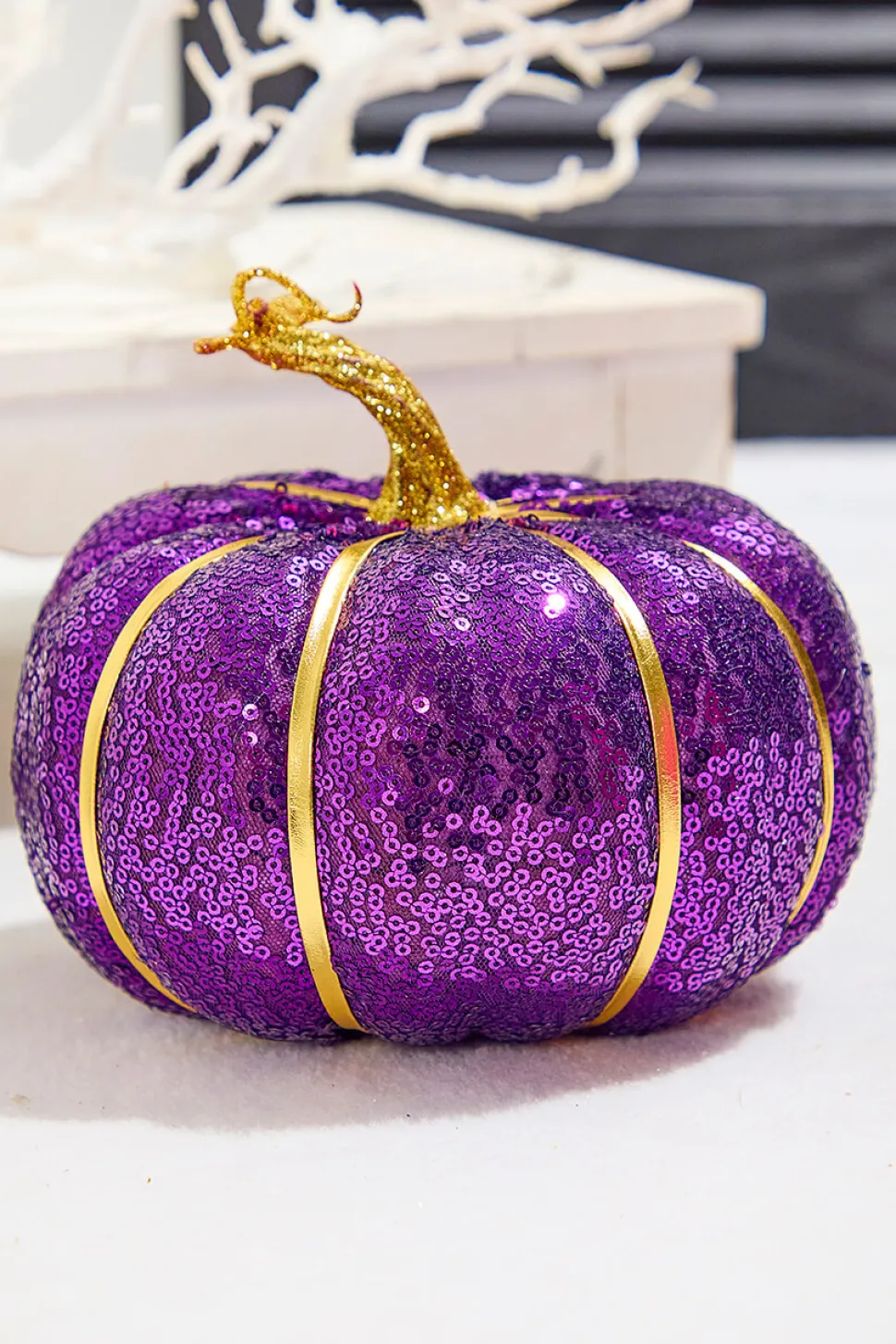 7" Purple Sequin Pumpkin