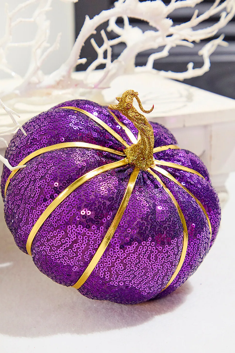 7" Purple Sequin Pumpkin