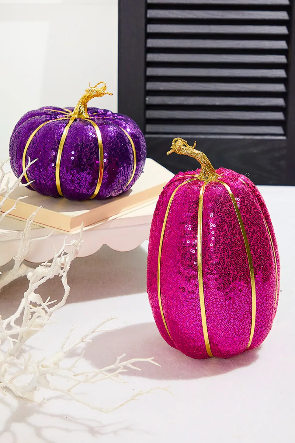 7" Purple Sequin Pumpkin