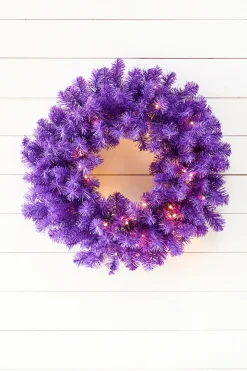 24" Purple Wreath with LED Lights